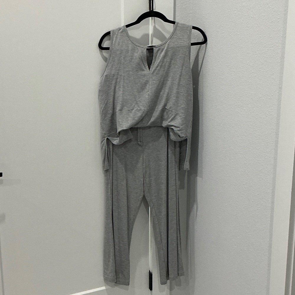 CAbi Light Gray Sleeveless Knit Jumpsuit